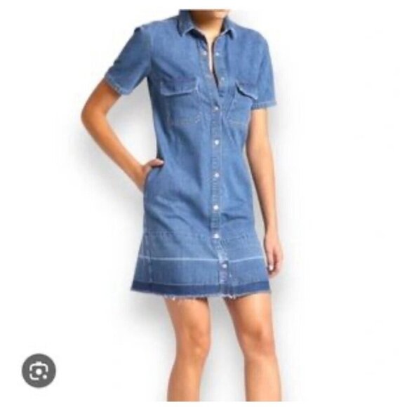 Mavi Jeans Dress Womens Caroline Denim Button Front Shirt Dress Coastal Boho - Picture 2 of 11